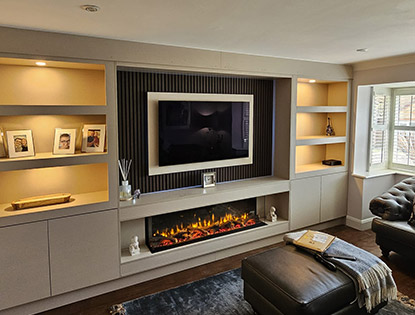 media wall and a fire